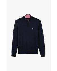 Eden Park - Navy Cotton Pima Half Zip Sweater M - Lyst
