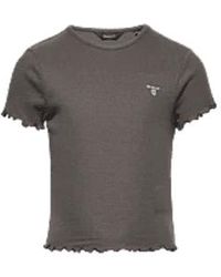 GANT - T-shirt Rib Dark Graphite 176 - Lyst