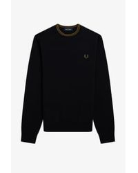 Fred Perry - Pull à col ras du cou classique noir / shad stone - Lyst