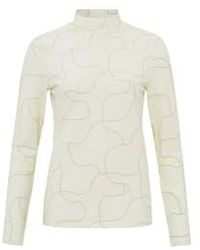 Yaya - Jersey Top With Turtleneck, Long Sleeves And Playful Print Bone Dessin S - Lyst