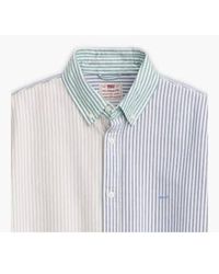 Levi's - Waylon Stripe Safari Authentic Button Down Short Sleeve Sweatshirt Xs - Lyst