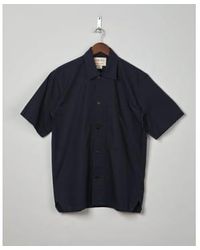 Uskees - Lightweight Organic Buttoned Short Sleeve Shirt Midnight Medium - Lyst