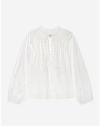 Rails - Lucinda Embroidered Tie Neck Top Size: M, Col: Off M - Lyst