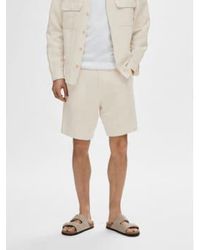 SELECTED - Mads leinen shorts pure cahsmere/weiß - Lyst
