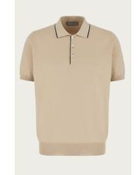 Canali - Beige And Navy Knitted Shaved Cotton Polo Shirt C0997-mk01148-708 48 - Lyst