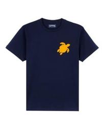 Vilebrequin - T-shirt en coton portisol avec patch tortue en bleu marine ptsc4p86-390 - Lyst