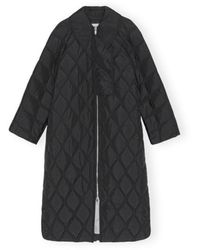 Ganni Ripstop Quilt Coat in Black | Lyst