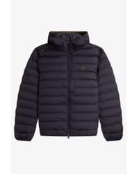 Fred Perry - J4565 Hooded Insulated Jacket Navy Small - Lyst