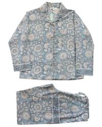 Powell Craft - Bloc pyjamas en coton en coton colonne bleu imprimé - Lyst