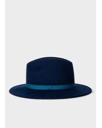 Paul Smith - Navy Fedora Hat With Cobalt Blue Band - Lyst