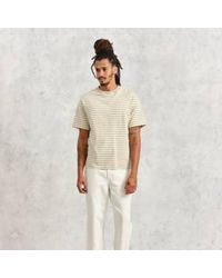 Wax London - Dean T Shirt Stripe Textured Sage/ECRU - Lyst