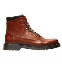 SELECTED Brown Leather Hiking Boot Cognac