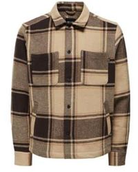 Only & Sons - Mace Check Overshirt en Chinchilla - Lyst