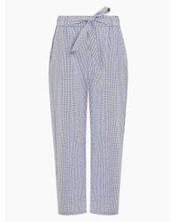 Great Plains - Salerno Gingham Trousers Navy Uk 10 - Lyst