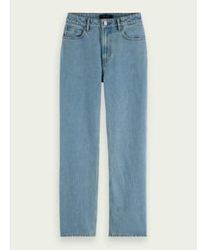 Scotch & Soda - Ams Blauw Straight Fit High Rise Jeans 29 - Lyst