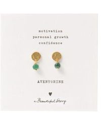 A Beautiful Story - Aw30810 Mini Coin Aventurine Gp Earrings One Size - Lyst