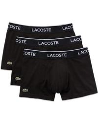 Lacoste - Pack 3 calzoncillos algodón elástico negro - Lyst
