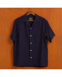 Portuguese Flannel - Camisa manga corta algodón algodón azul marino - Lyst