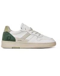 Date - Weiße und grüne court 2.0 vintage-sneaker aus kalbsleder - Lyst