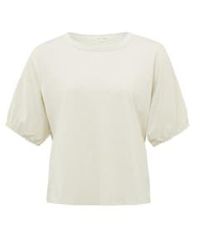 Yaya - T Shirt With Round Neck And Puff Sleeves - Lyst