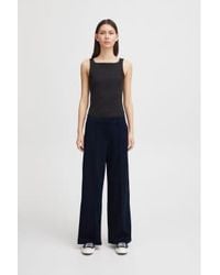 Ichi - Kate Sus Wide Leg Trousers-total Eclipse-20116768 Small(uk8-10) - Lyst
