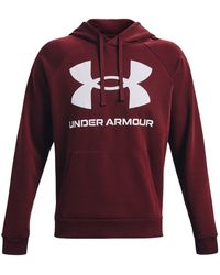 Under Armour Maglia Rival Fleece Big Logo Hoodie Uomo Midnight Navy/onyx  White in Blue for Men | Lyst