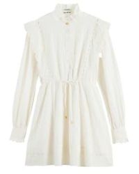 Scotch & Soda - Brorie blanche anglaise mini robe en coton biologique - Lyst