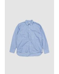 Universal Works - Square pocket shirt blau/marine geschäftige streifen baumwolle - Lyst