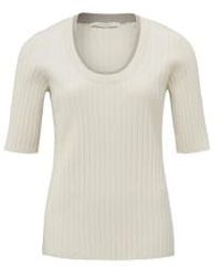 Yaya - Ribbed Sweater With Round Neck And Half Sleeves - Lyst