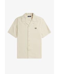 Fred Perry - Pique Texture Revere Collar Shirt Oatmeal - Lyst