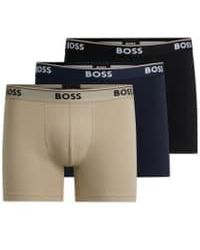 BOSS - 3 Pack Of Stretch Cotton Boxer Briefs With Logo Waistbands 50514926 972 - Lyst