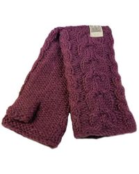 kusan Berry Red Cable Knit Handwarmers - Purple