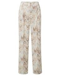 Yaya - Pearl Dessin Printed Trousers With Pockets Zip Fly And Pleat Detail - Lyst