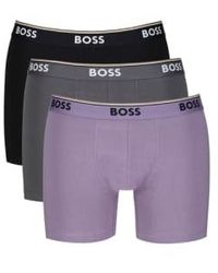 BOSS - 3-pack Of Stretch Cotton Boxer Briefs With Logo Waistbands 50508950 972 S - Lyst