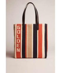 Golden Goose - California Bag N-s Stripe Carpet Fabric Body "golden Goose" Zipped One Size / Navy/brick/beige/white - Lyst