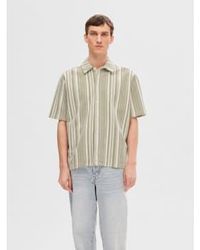 SELECTED - Boxy Sylar Short Sleeve Burnt Olive Jersey Shirt S - Lyst