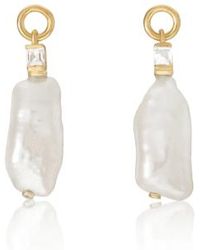 V By Laura Vann - Emily Baroque Pearl Drop Earrings With Topaz - Lyst