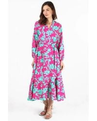 MSH - - robe chemise à imprimé floral tropical - rose - s - Lyst