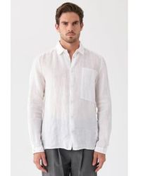 Transit - Camisa lino con parche bolsillo blanco - Lyst
