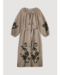 Summum - Long Cotton Linen Dress With Embroidery - Lyst