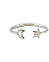 Posh Totty Designs Sterling Silver Moon & Star Open Ring - Metallic