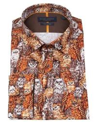 Guide London - Owl Print Long Sleeve Shirt / Brown M - Lyst