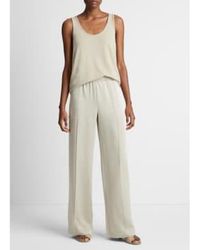 Vince - Shiny Zip Trim Wide Leg Pull On Trousers Sepia - Lyst