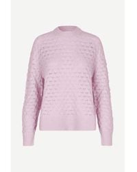 Samsøe & Samsøe - Saanour Pointelle Sweater Lilac Snow Xs - Lyst