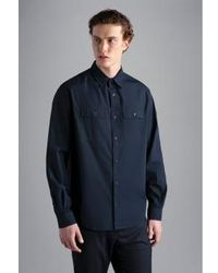 Paul & Shark - Garment Dyed Cotton Overshirt With Iconic Badge Medium - Lyst