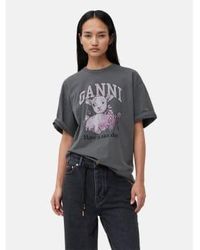 Ganni - Volcanic Ash Future Relaxed Lamb T-shirt L - Lyst
