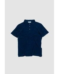Gran Sasso - Poloshirt aus frottee-fleece-baumwolle in dunkelblau - Lyst