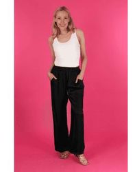 MSH - Pantalones pierna ancha con textura seda con cintura elástica en negro - Lyst