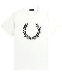 Fred Perry - Laurel wreath print t-shirt snow - Lyst