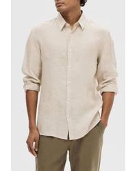 SELECTED - Pure Cashmere Reg Linen Shirt Beige / S - Lyst